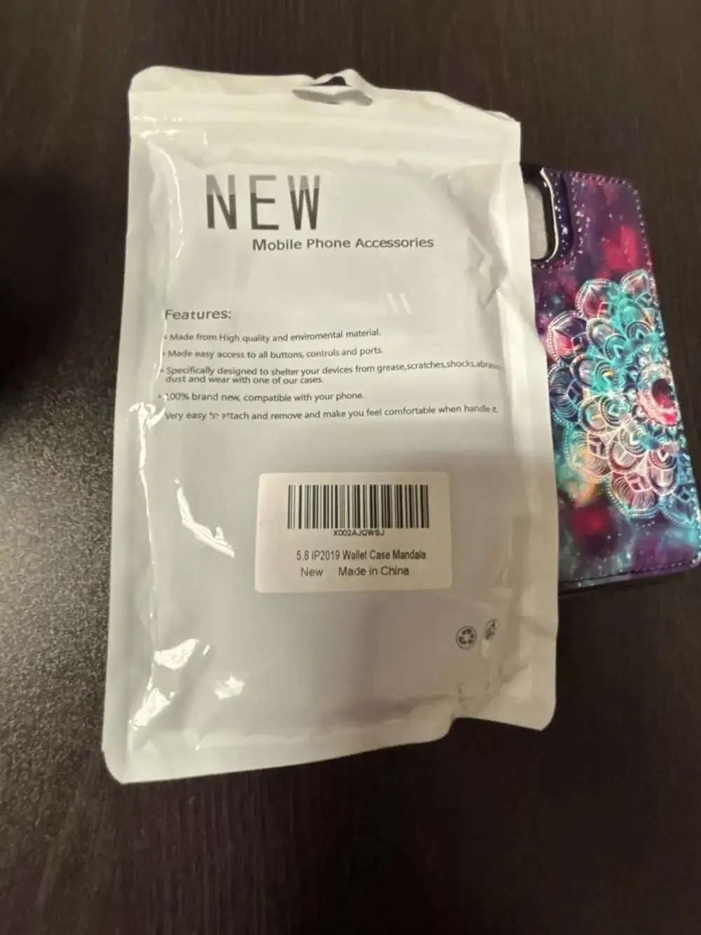 5.8 IP2019 Wallet Case Mandala Purple Galaxy Phone Case